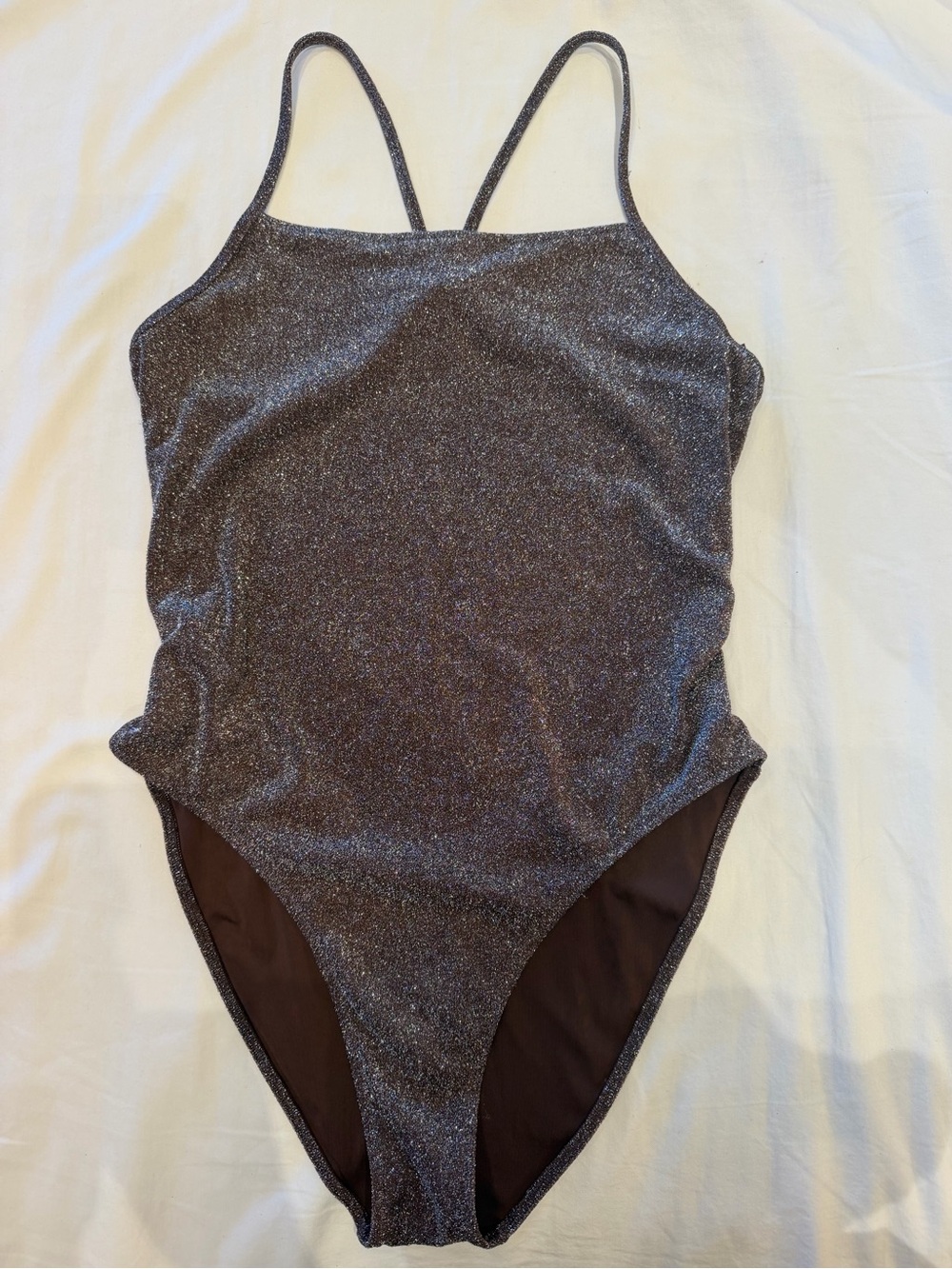 Skims One-Piece Swimsuit - Brown Glitter, size Large